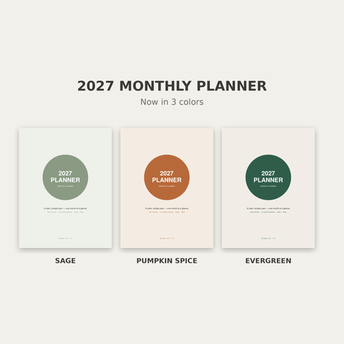 2027 Monthly Planner – Printable Calendar PDF