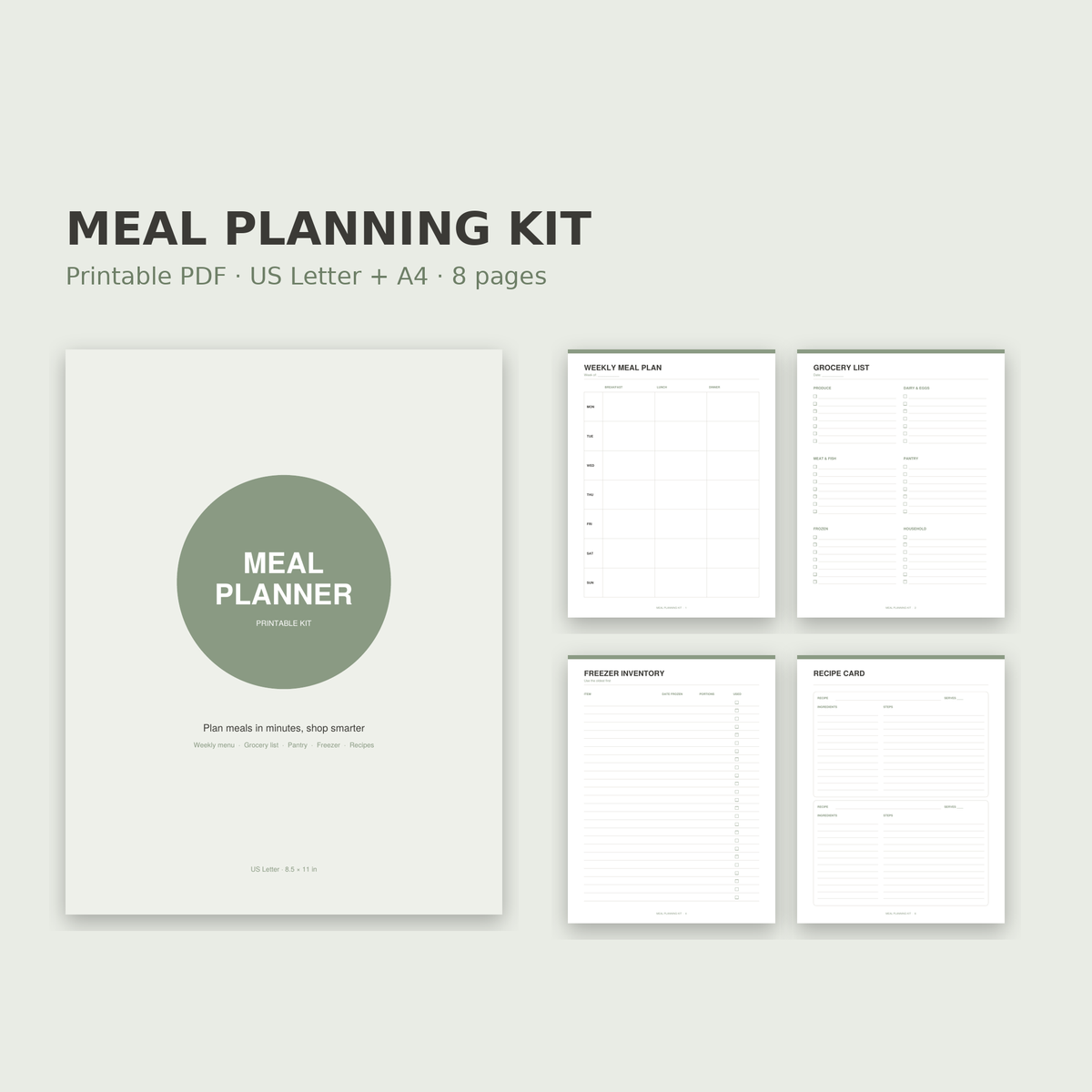 Meal Planning Kit – Printable Meal Planner & Grocery List
