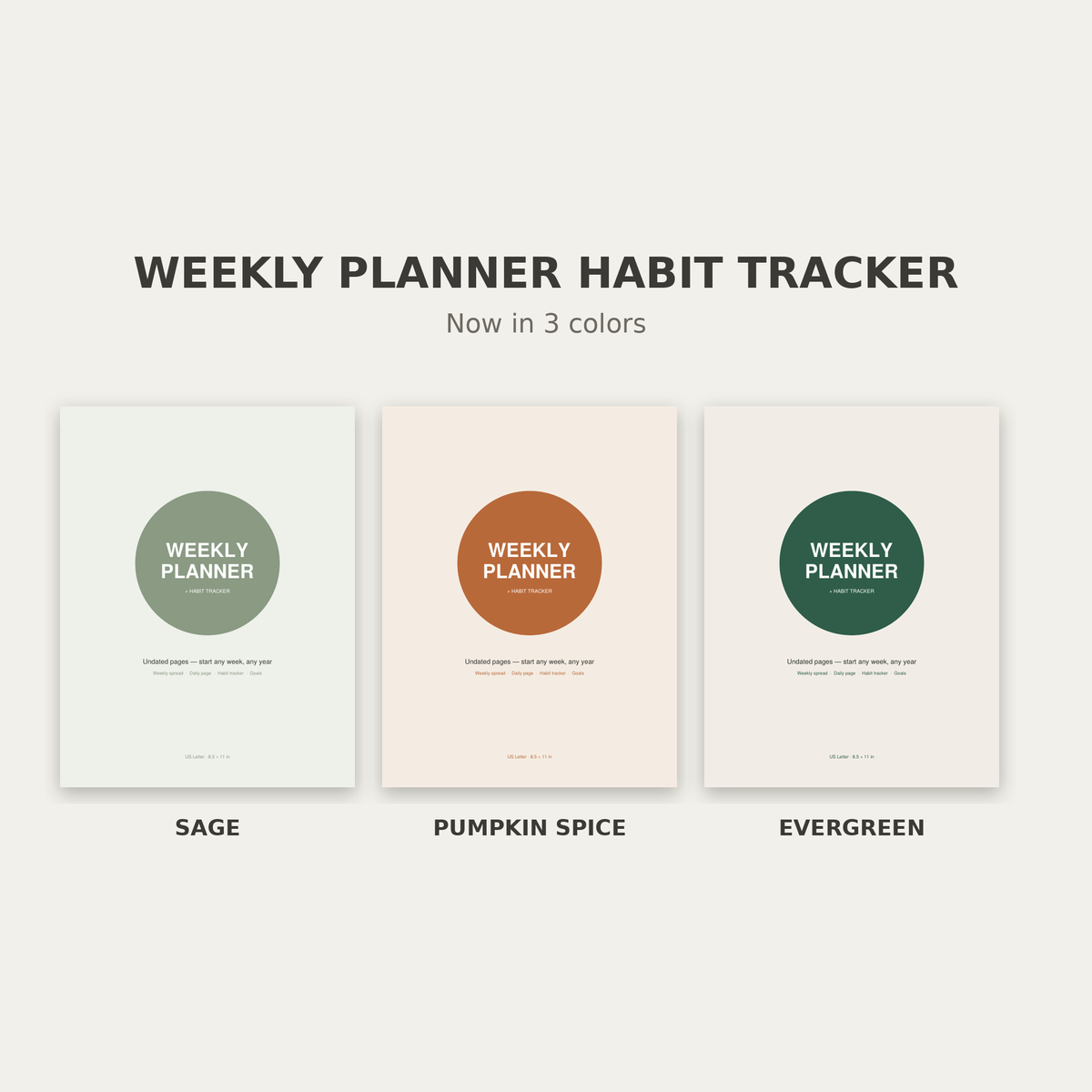Weekly Planner & Habit Tracker – Undated Printable PDF