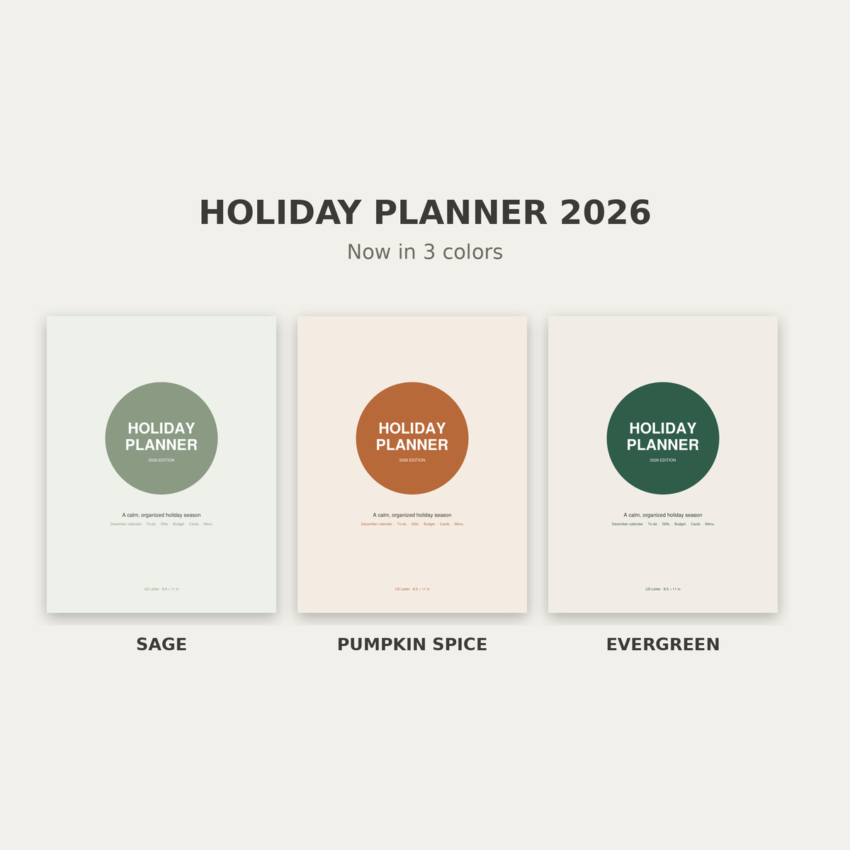 Holiday Planner 2026 – Printable Christmas Gift, Budget & Menu Planner