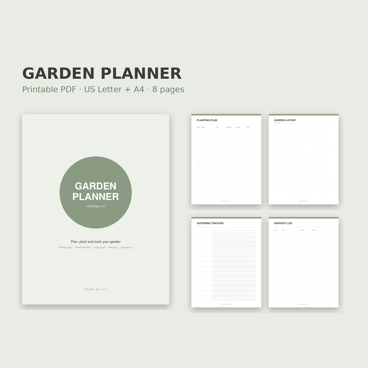 Garden Planner – Printable Planting Plan, Seed & Harvest Log