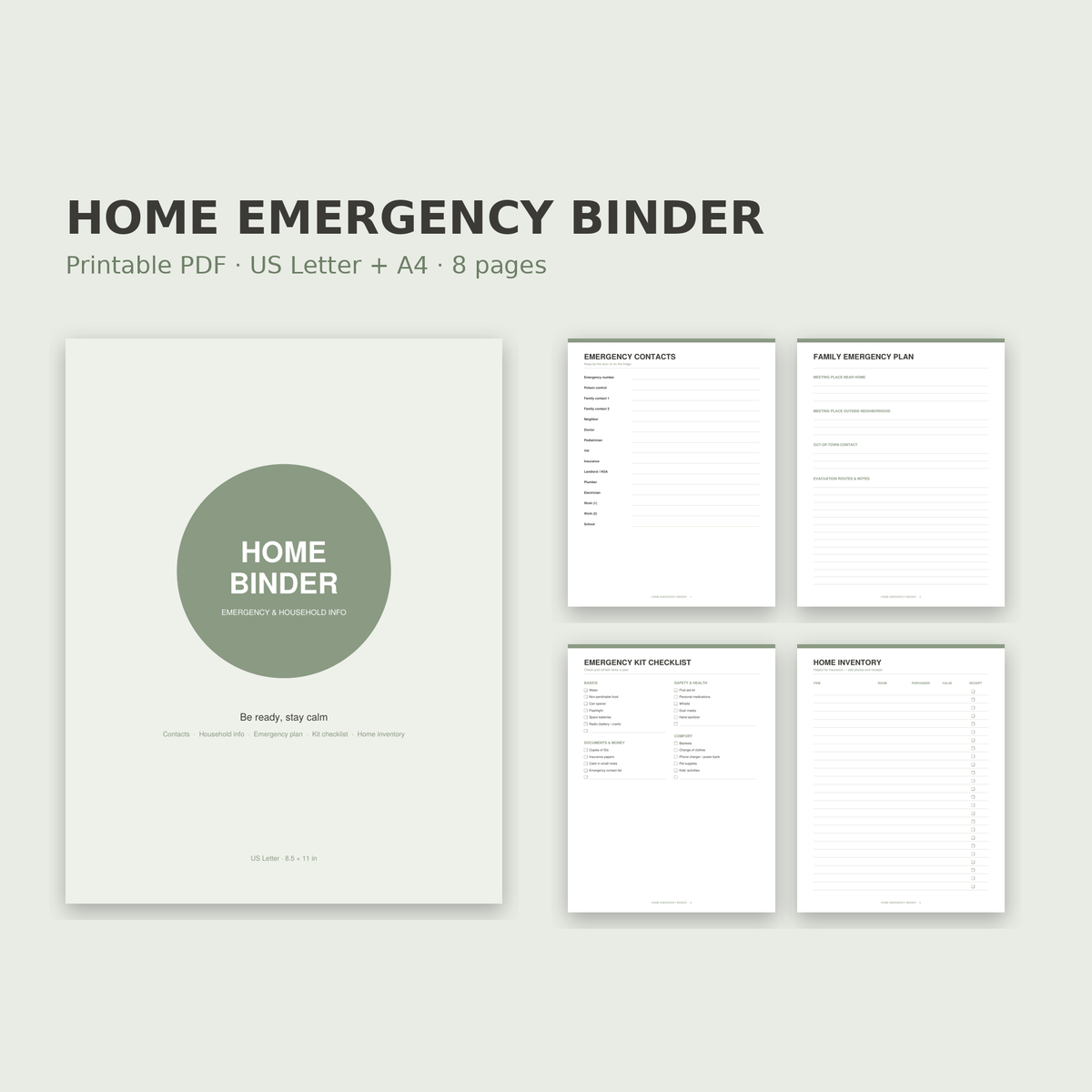 Home Emergency Binder – Printable Household Info & Emergency Plan