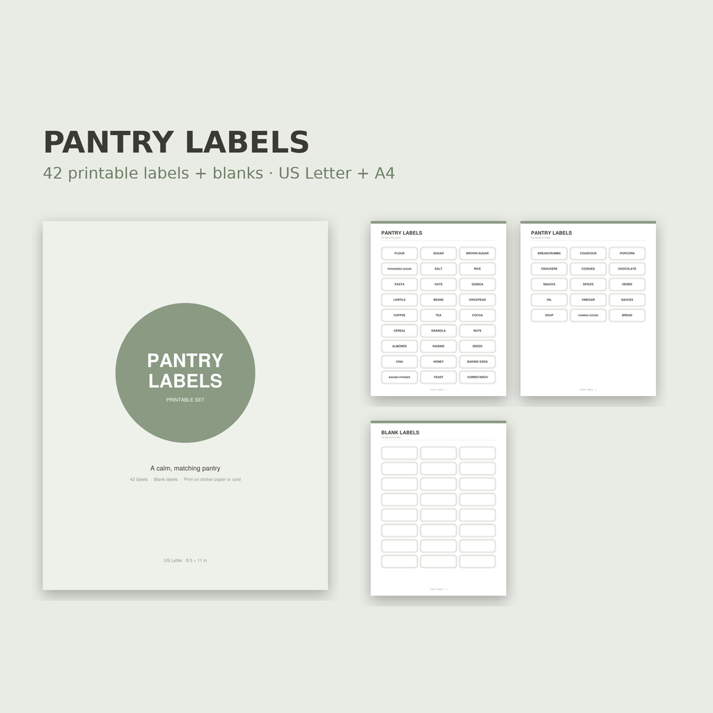 Pantry Labels – Printable Minimalist Kitchen Labels