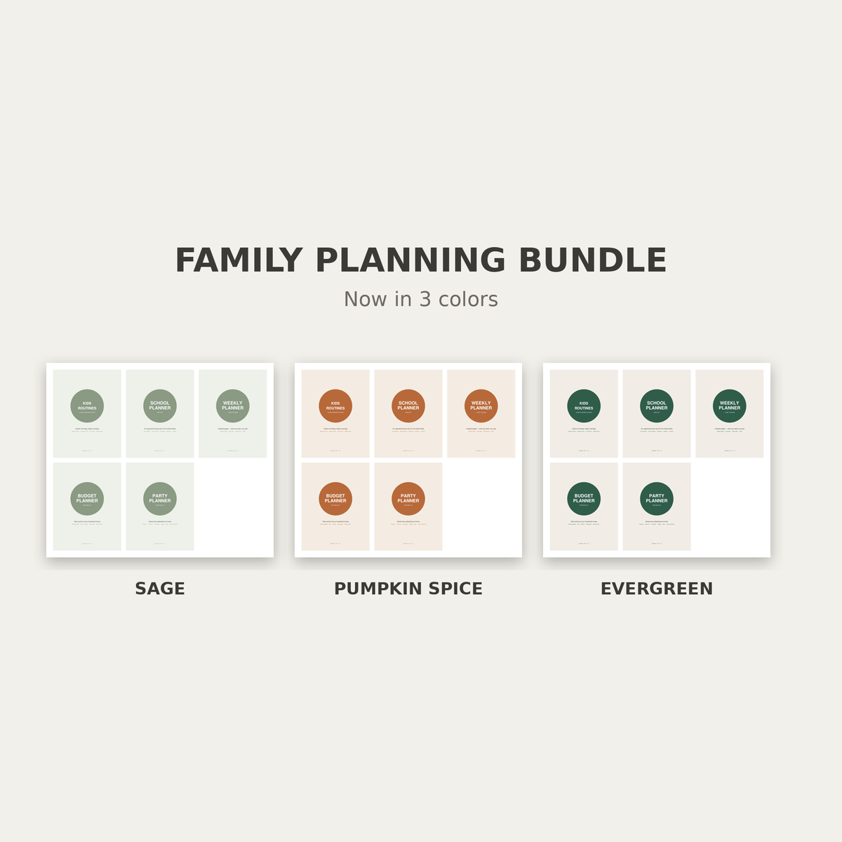 Family Planning Bundle – 5 Printable Planners