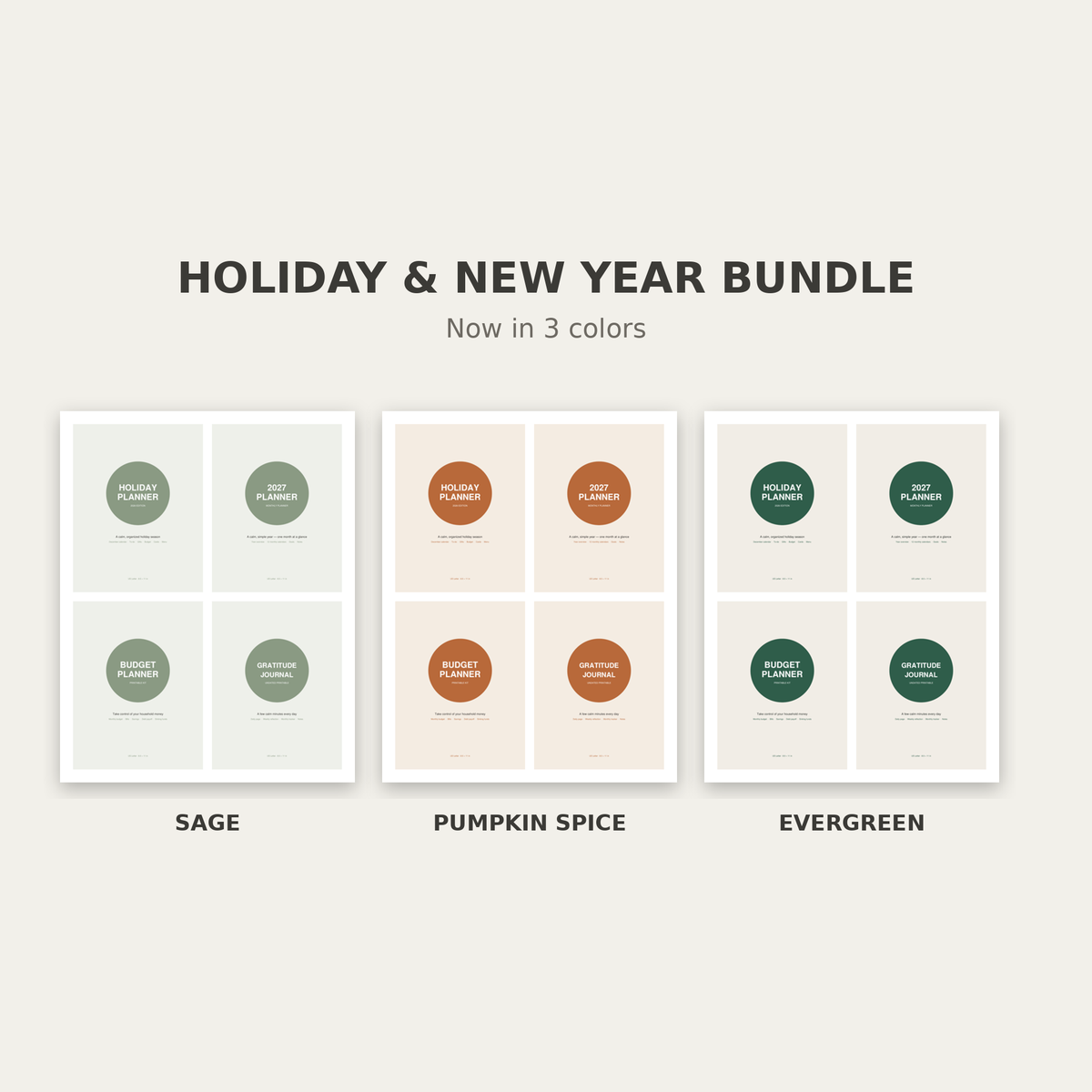 Holiday & New Year Bundle – 4 Printable Planners
