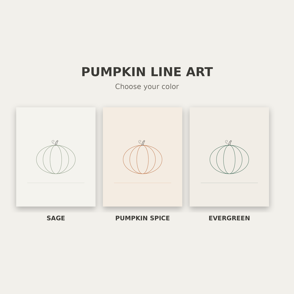 Pumpkin Line Art – Set of 3 Printable Fall Wall Prints