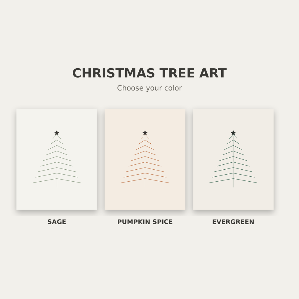 Minimalist Christmas Tree Art – Set of 3 Printable Wall Prints