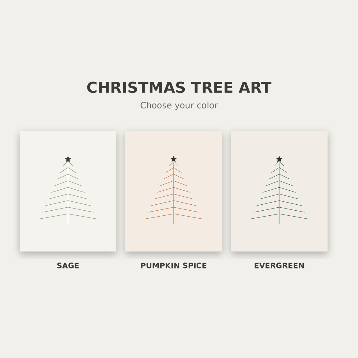 Minimalist Christmas Tree Art – Set of 3 Printable Wall Prints