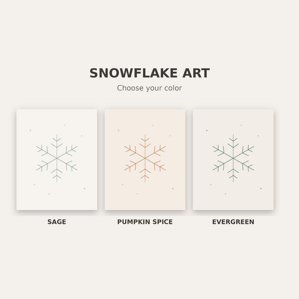Snowflake Art – Set of 3 Printable Minimalist Winter Prints